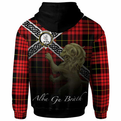 Scottish MacQueen Clan Crest Tartan Hoodie - Scotland Lion Back Side Tartan Plaid