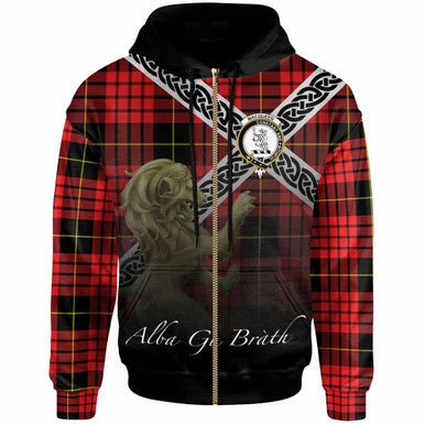 Scottish MacQueen Clan Crest Tartan Hoodie - Scotland Lion Zip-up Tartan Plaid