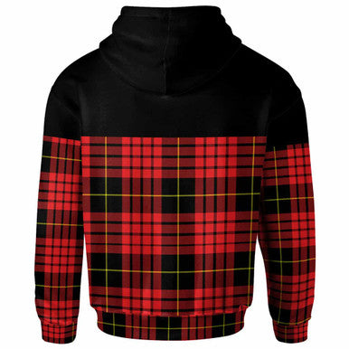 Scottish MacQueen Clan Crest Tartan Hoodie - Horizontal Style Back Side Tartan Plaid