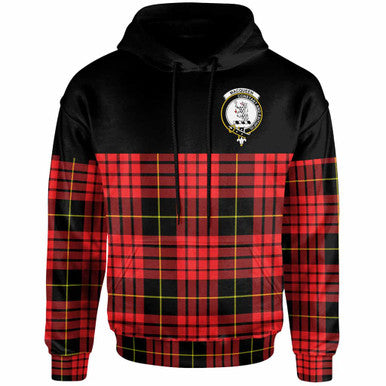 Scottish MacQueen Clan Crest Tartan Hoodie - Horizontal Style Front Side Tartan Plaid