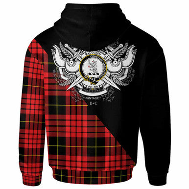 Scottish MacQueen Clan Crest Tartan Hoodie - Military Logo Back Side Tartan Plaid