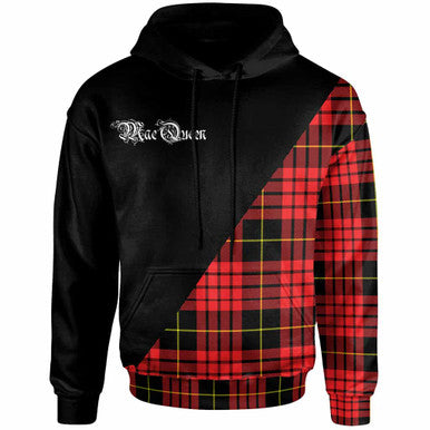 Scottish MacQueen Clan Crest Tartan Hoodie - Military Logo Front Side Tartan Plaid