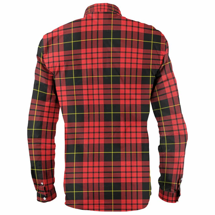 Scottish MacQueen Clan Crest Tartan Long Sleeve Shirt Back Side Tartan Plaid