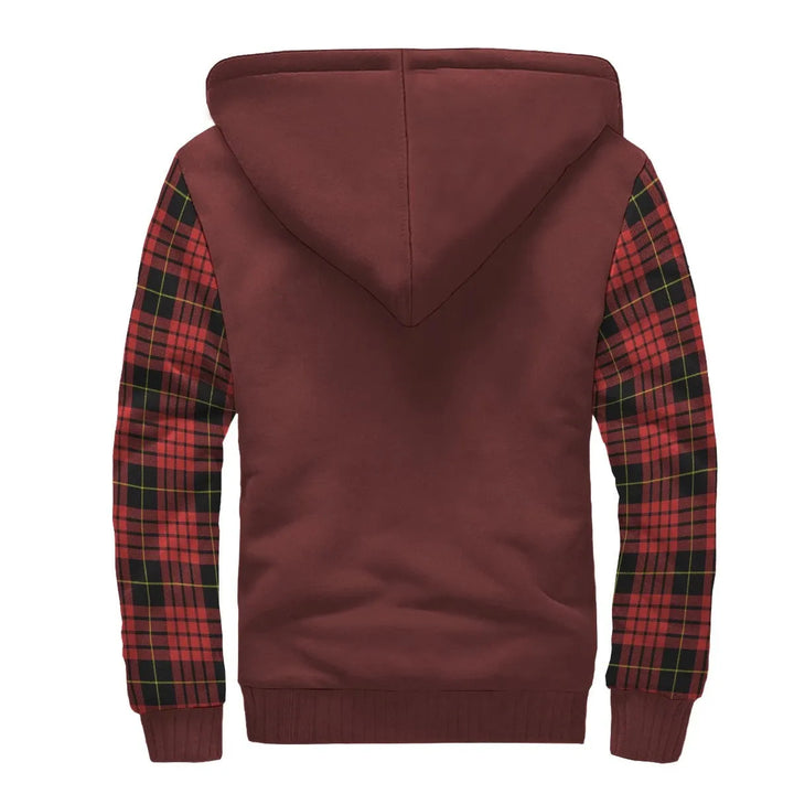 Scottish MacQueen Clan Crest Tartan Plaid Sleeve Sherpa Hoodie