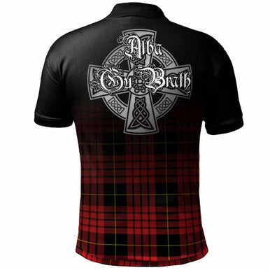 Scottish MacQueen Clan Crest Tartan Polo Shirt - Alba Gu Brath Family Crest Celtic Inspired Back Side Tartan Plaid