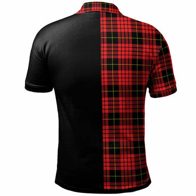 Scottish MacQueen Clan Crest Tartan Polo Shirt - Half in Me Back Side Tartan Plaid