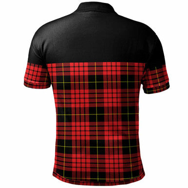 Scottish MacQueen Clan Crest Tartan Polo Shirt - Horizontal Style Back Side Tartan Plaid