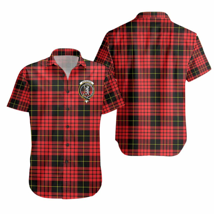 Scottish MacQueen Clan Crest Tartan Short Sleeve Shirt Tartan Plaid