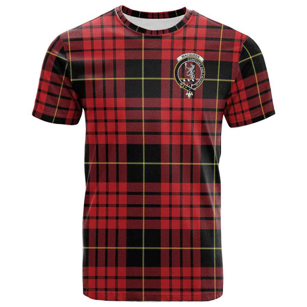Scottish MacQueen Clan Crest Tartan T-Shirt Front Side Tartan Plaid