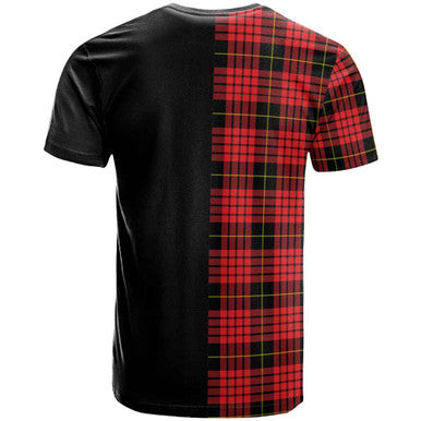 Scottish MacQueen Clan Crest Tartan T-Shirt Half in Me Back Side Tartan Plaid