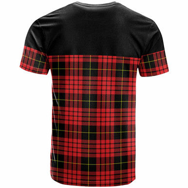 Scottish MacQueen Clan Crest Tartan T-Shirt - Horizontal Style Back Side Tartan Plaid