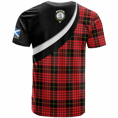 Scottish MacQueen Clan Crest Tartan T-Shirt - Scotland Forever Style Back Side Tartan Plaid