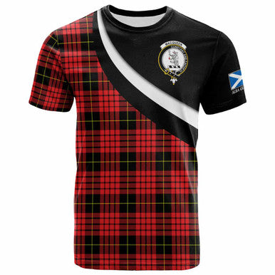 Scottish MacQueen Clan Crest Tartan T-Shirt - Scotland Forever Style Front Side Tartan Plaid