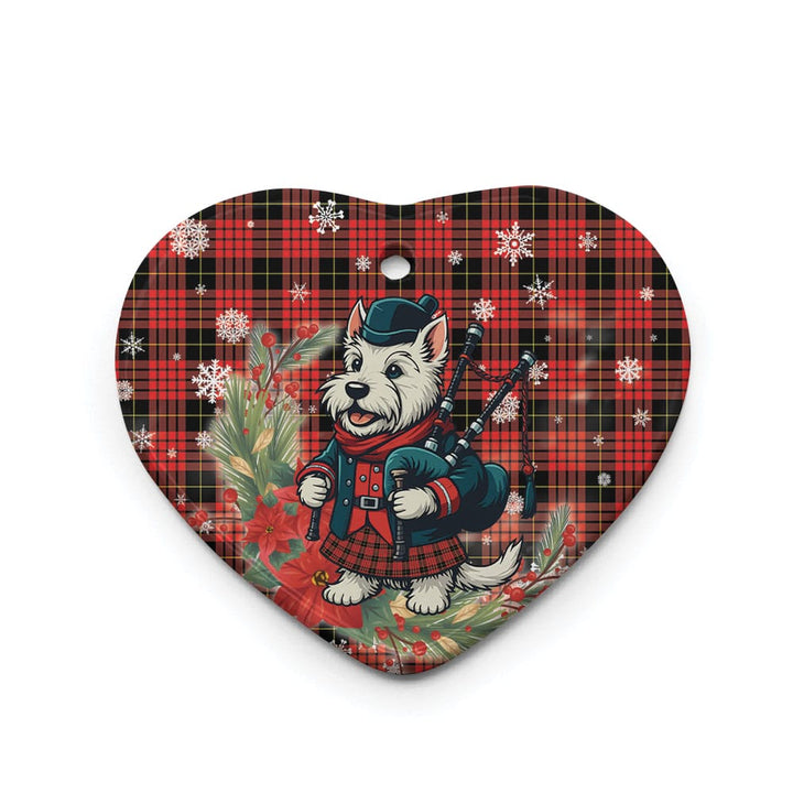 Scottish MacQueen Modern Clan Tartan Ceramic Ornament Cute Scottish Terrier Dog Heart Style Tartan Plaid
