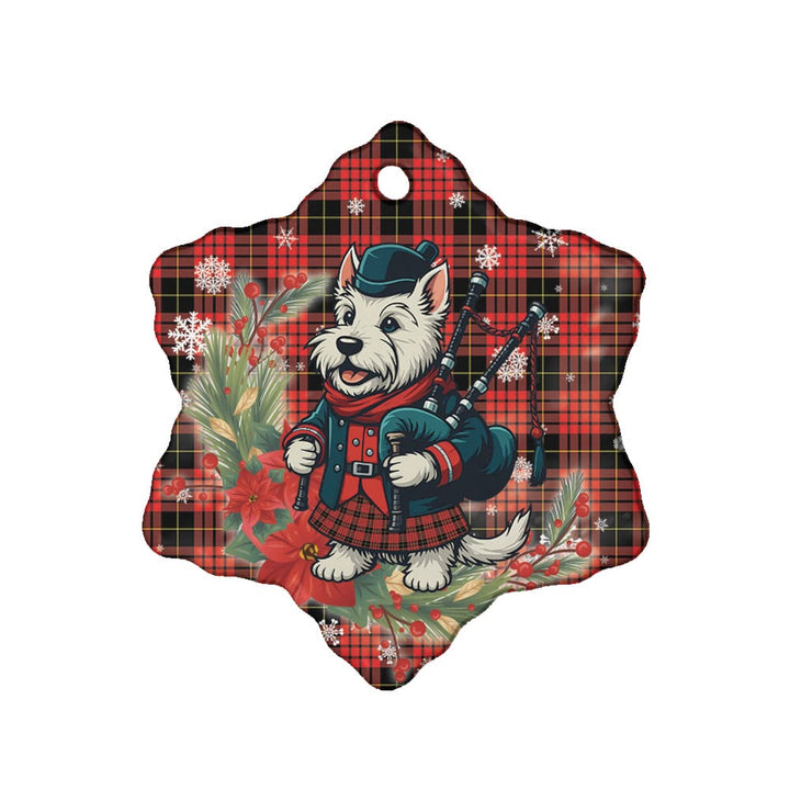 Scottish MacQueen Modern Clan Tartan Ceramic Ornament Cute Scottish Terrier Dog Snow Flake Style Tartan Plaid