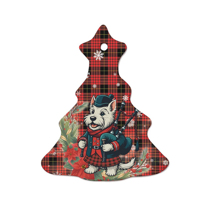Scottish MacQueen Modern Clan Tartan Ceramic Ornament Cute Scottish Terrier Dog Tree Style Tartan Plaid