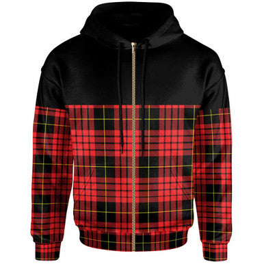 Scottish MacQueen Modern Clan Tartan Hoodie - Horizontal Style Zip Tartan Plaid