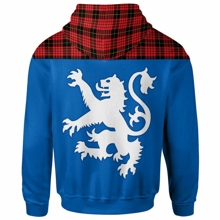 Scottish MacQueen Modern Clan Tartan Hoodie - Lion Rampant of Scotland With Flag back Side Tartan Plaid