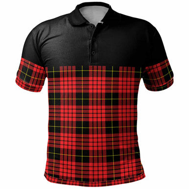 Scottish MacQueen Modern Clan Tartan Polo Shirt - Horizontal Style Front Side Tartan Plaid