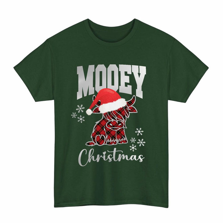 Scottish MacQueen Modern Clan Tartan T-Shirt - Mooey Christmas Tartan Plaid Forest Green Color