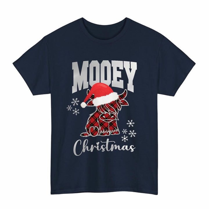 Scottish MacQueen Modern Clan Tartan T-Shirt - Mooey Christmas Tartan Plaid Navy Color