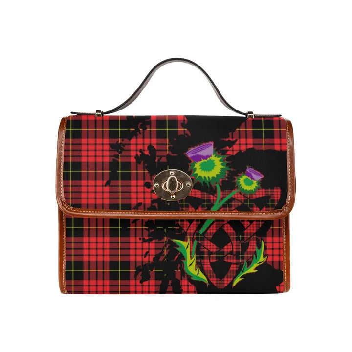 Scottish MacQueen Modern Clan Tartan Waterproof Canvas Bag With Thistle Tartan Plaid 1
