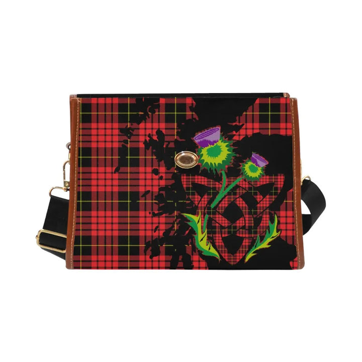 Scottish MacQueen Modern Clan Tartan Waterproof Canvas Bag With Thistle Tartan Plaid 2