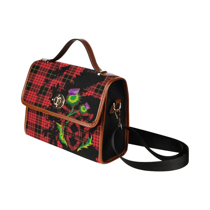 Scottish MacQueen Modern Clan Tartan Waterproof Canvas Bag With Thistle Tartan Plaid 4