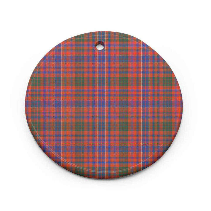 Scottish MacRae Ancient Clan Tartan Ceramic Ornament Circle Shape Tartan Plaid