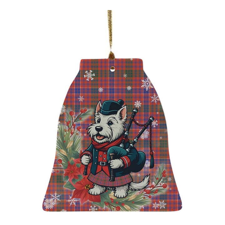 Scottish MacRae Ancient Clan Tartan Ceramic Ornament Cute Scottish Terrier Dog Bell Style Tartan Plaid