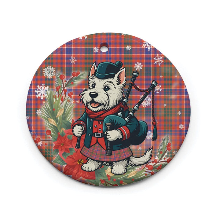 Scottish MacRae Ancient Clan Tartan Ceramic Ornament Cute Scottish Terrier Dog Circle Style Tartan Plaid