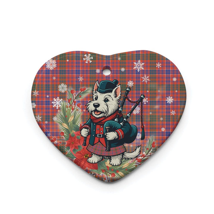 Scottish MacRae Ancient Clan Tartan Ceramic Ornament Cute Scottish Terrier Dog Heart Style Tartan Plaid