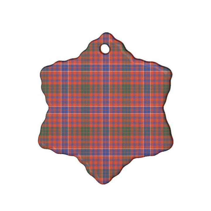 Scottish MacRae Ancient Clan Tartan Ceramic Ornament Snow Flake Shape Tartan Plaid