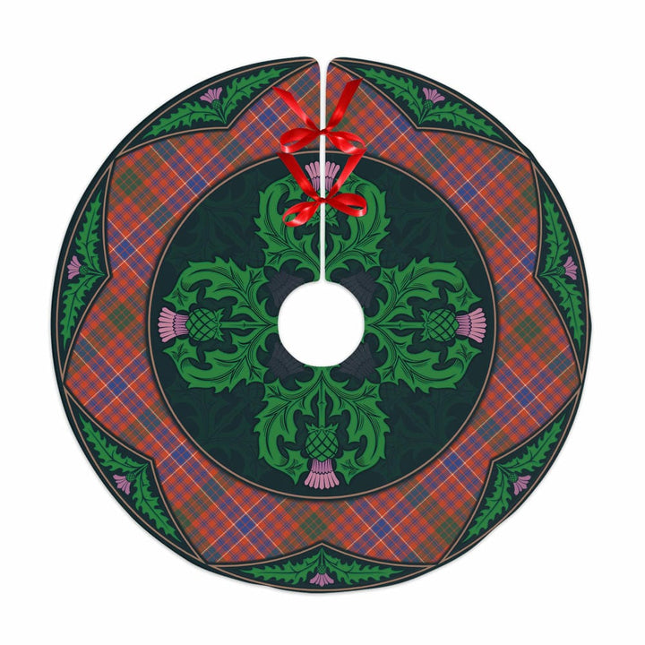 Scottish MacRae Ancient Clan Tartan Christmas Tree Skirt Old Scottish Thistle Flower No Tassels Tartan Plaid 1
