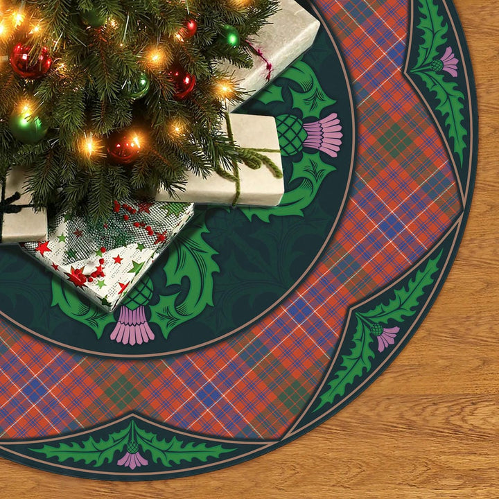 Scottish MacRae Ancient Clan Tartan Christmas Tree Skirt Old Scottish Thistle Flower No Tassels Tartan Plaid 2