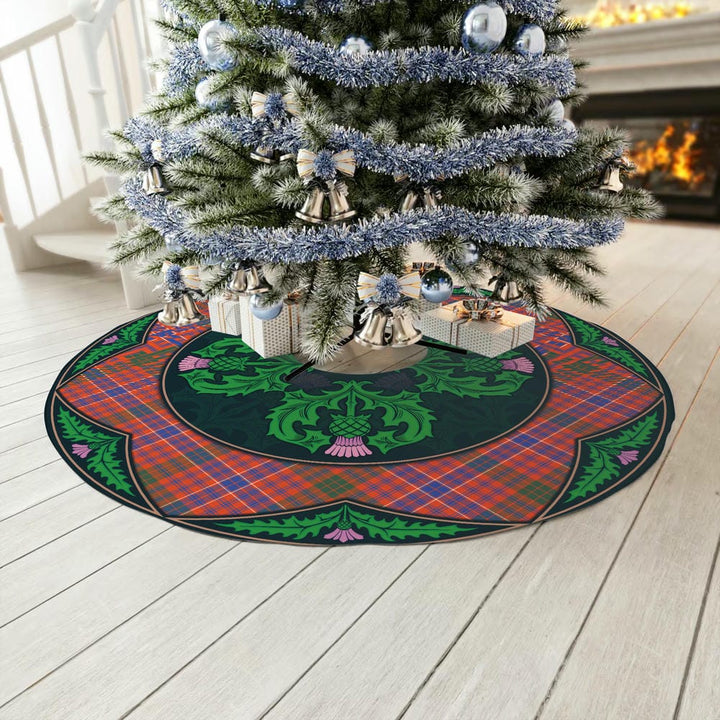 Scottish MacRae Ancient Clan Tartan Christmas Tree Skirt Old Scottish Thistle Flower No Tassels Tartan Plaid 3