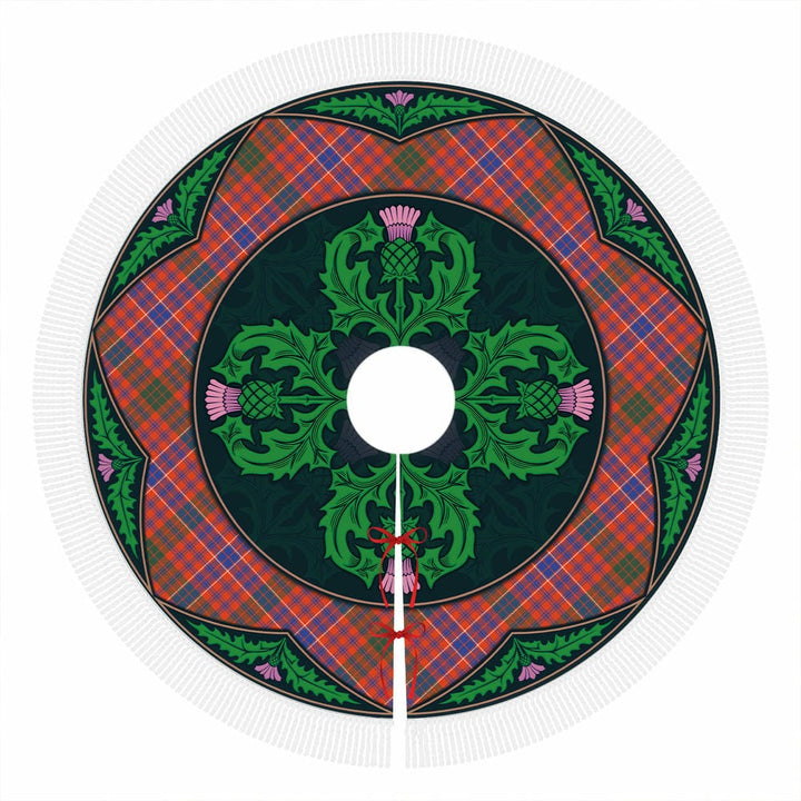Scottish MacRae Ancient Clan Tartan Christmas Tree Skirt Old Scottish Thistle Flower Tassels Tartan Plaid 1