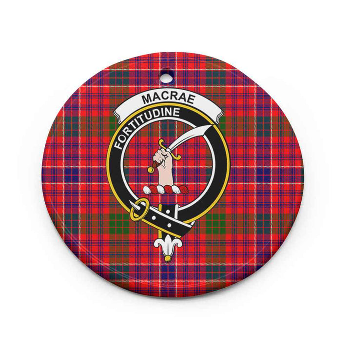 Scottish MacRae Clan Crest Tartan Ceramic Ornament Circle Shape Tartan Plaid