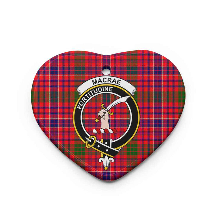 Scottish MacRae Clan Crest Tartan Ceramic Ornament Heart Shape Tartan Plaid