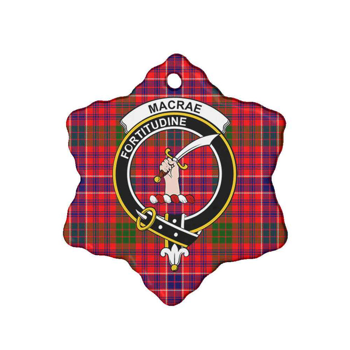 Scottish MacRae Clan Crest Tartan Ceramic Ornament Snow Flake Shape Tartan Plaid