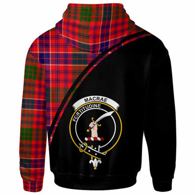 Scottish MacRae Clan Crest Tartan Curve Hoodie Back Side Tartan Plaid