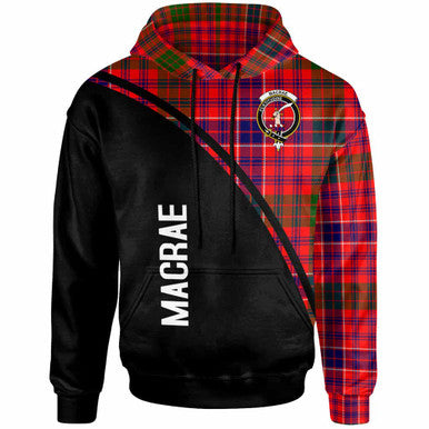Scottish MacRae Clan Crest Tartan Curve Hoodie Front Side Tartan Plaid