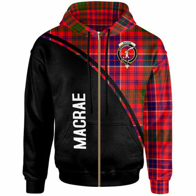 Scottish MacRae Clan Crest Tartan Curve Hoodie Zip-up Tartan Plaid