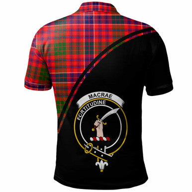Scottish MacRae Clan Crest Tartan Curve Polo Shirt Back Side Tartan Plaid