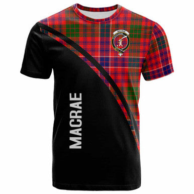 Scottish MacRae Clan Crest Tartan Curve T-Shirt Front Side Tartan Plaid
