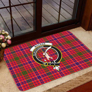 Scottish MacRae Clan Crest Tartan Door Mat Tartan Plaid 1