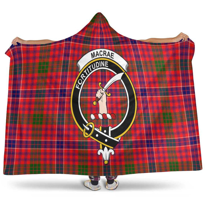Scottish MacRae Clan Crest Tartan Hooded Blanket Tartan Plaid 1