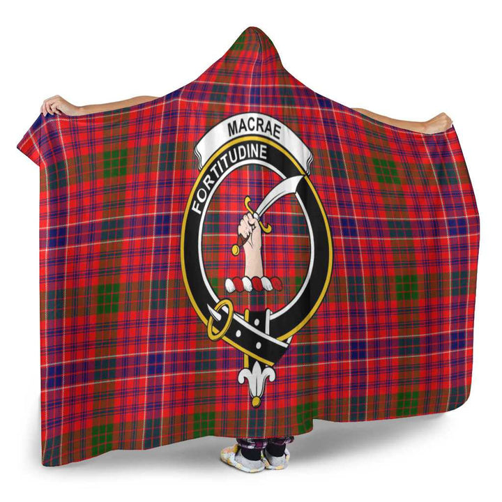 Scottish MacRae Clan Crest Tartan Hooded Blanket Tartan Plaid 2