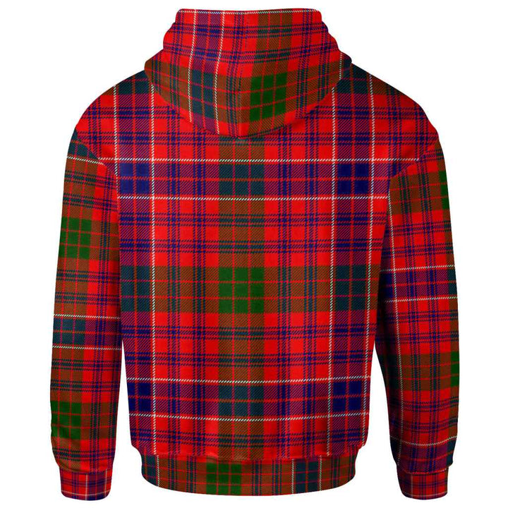 Scottish MacRae Clan Crest Tartan Hoodie Back Side Tartan Plaid