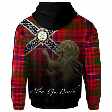 Scottish MacRae Clan Crest Tartan Hoodie - Scotland Lion Back Side Tartan Plaid